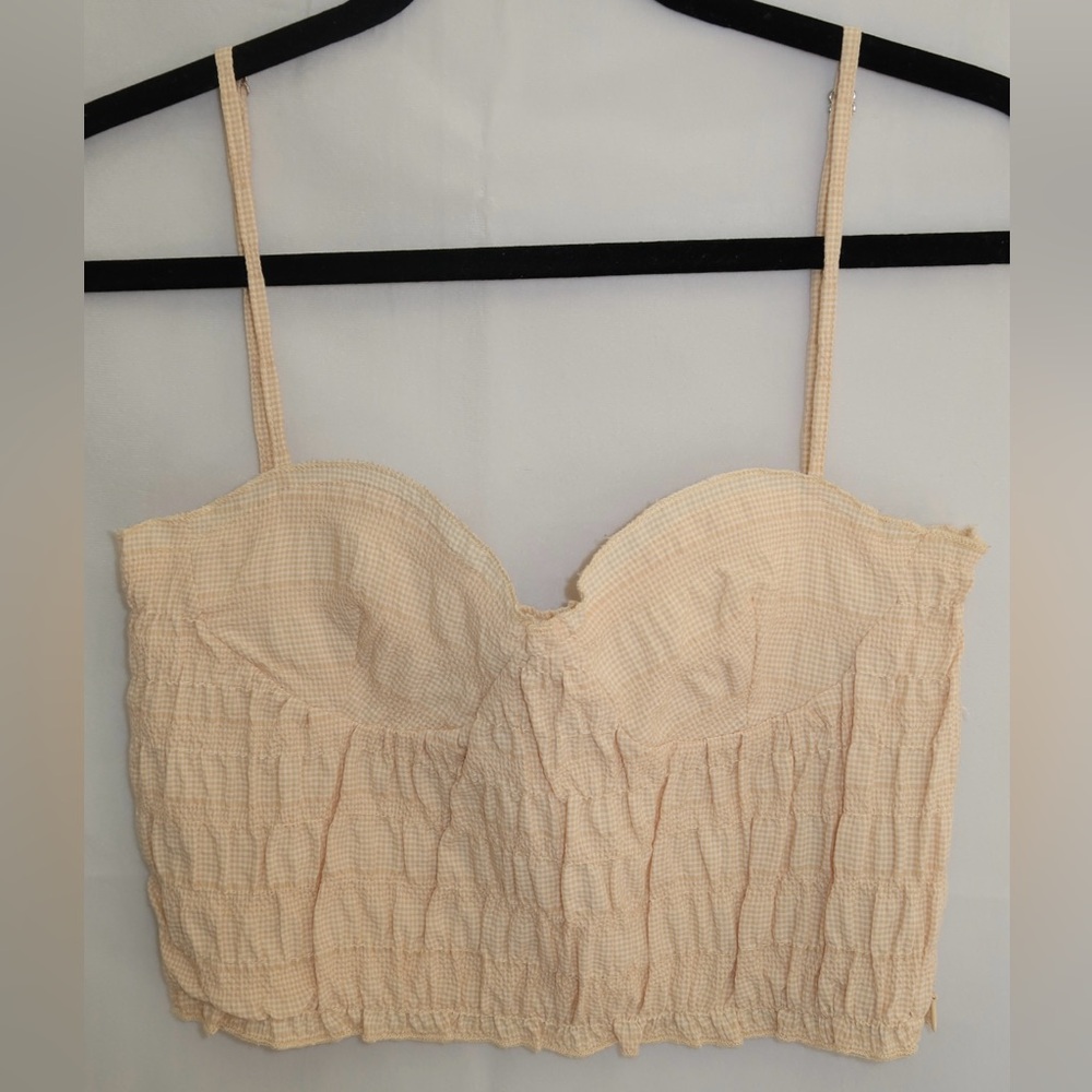 Zara Cream Tank Top with Sweetheart Neckline Medium
